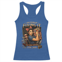 Patriotic Rosie Mechanic Feminist Pride Racerback Tank Top 250 Years Of Fixing It