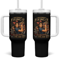 Patriotic Rosie Mechanic Feminist Pride Tumbler With Handle 250 Years Of Fixing It