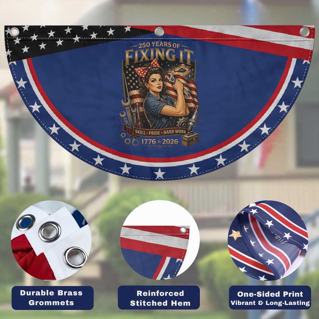 Rosie Mechanic Feminist Pride Patriotic Fan Flag 250 Years Of Fixing It