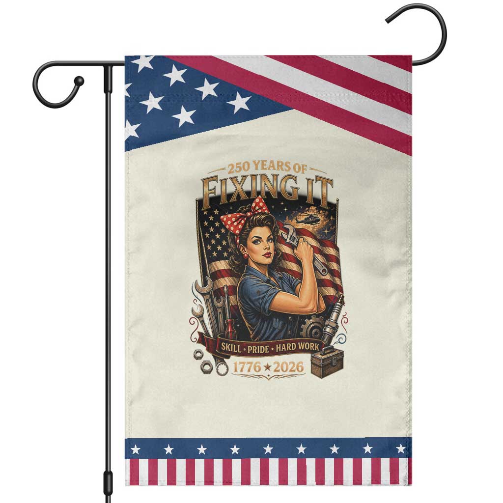 Rosie Mechanic Feminist Pride Patriotic Garden Flag 250 Years Of Fixing It TS12