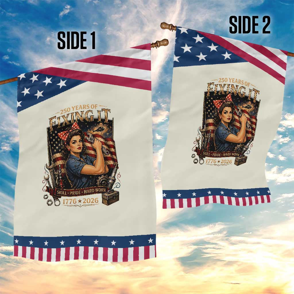 Rosie Mechanic Feminist Pride Patriotic Garden Flag 250 Years Of Fixing It TS12
