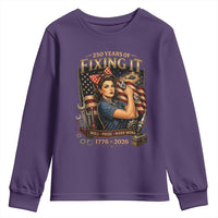 Patriotic Rosie Mechanic Feminist Pride Youth Sweatshirt 250 Years Of Fixing It