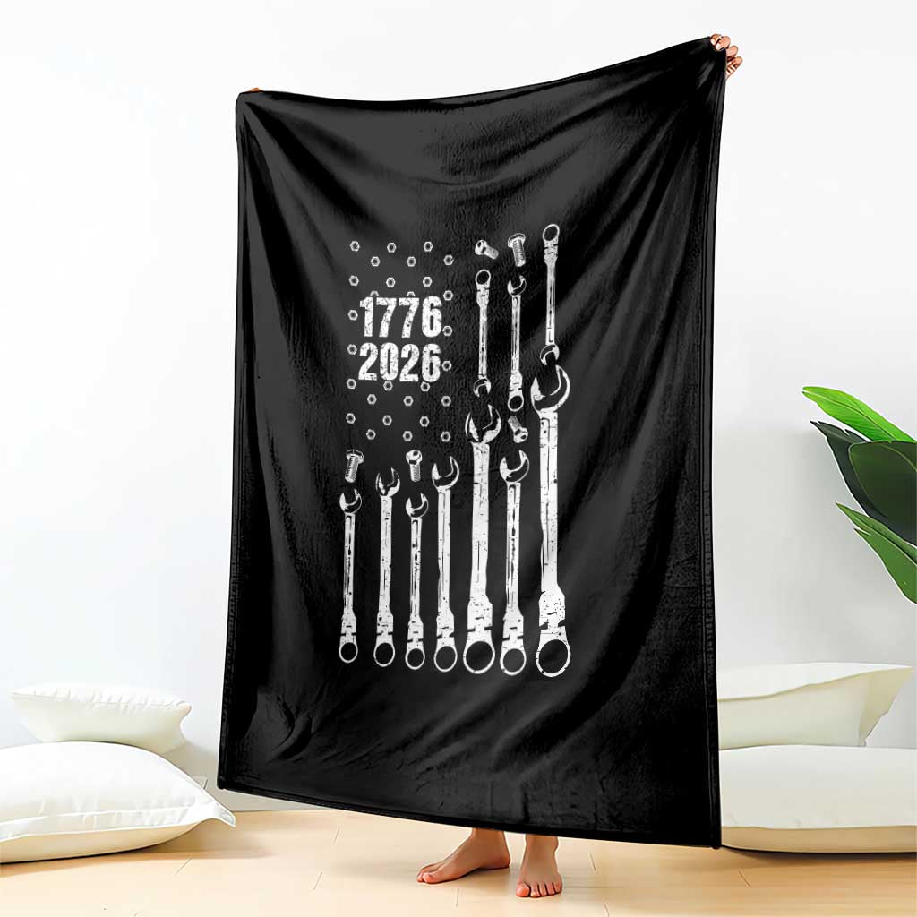 Patriotic Mechanic Gift Throw Blanket American Flag Automotive Lover