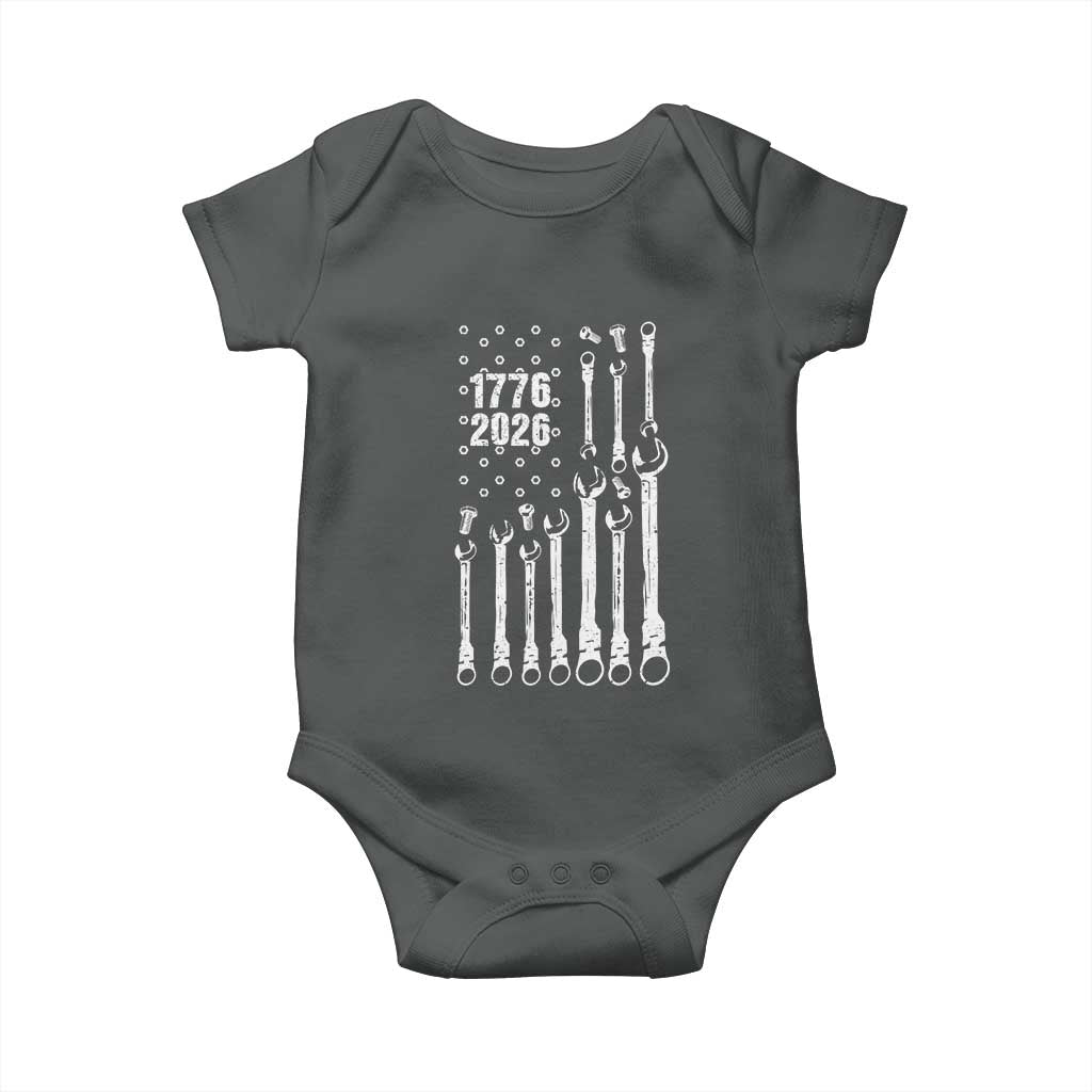Patriotic Mechanic Gift Baby Onesie American Flag Automotive Lover