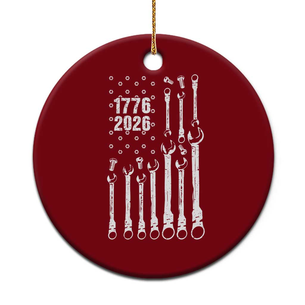 Patriotic Mechanic Gift Ceramic Ornament American Flag Automotive Lover