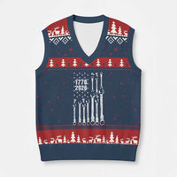 Patriotic Mechanic Gift V-Neck Knit Sweater Vest American Flag Automotive Lover