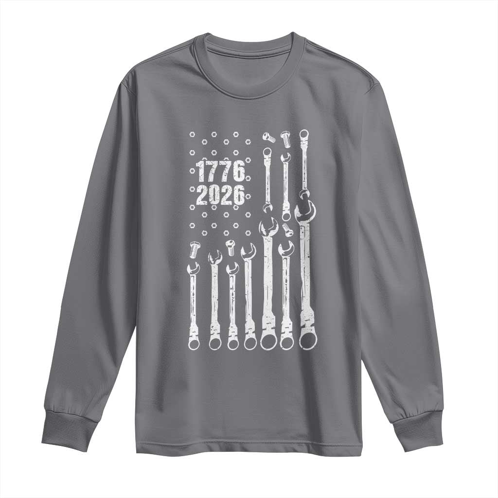 Patriotic Mechanic Gift Long Sleeve Shirt American Flag Automotive Lover