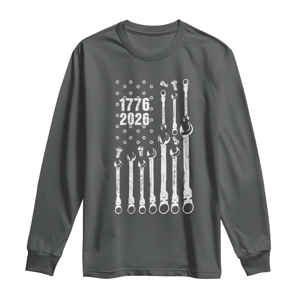 Patriotic Mechanic Gift Long Sleeve Shirt American Flag Automotive Lover