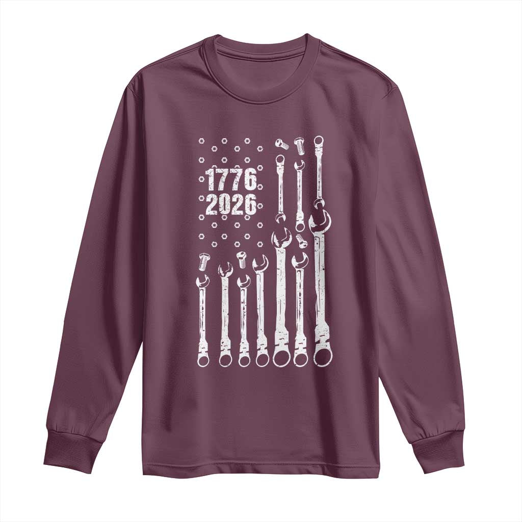 Patriotic Mechanic Gift Long Sleeve Shirt American Flag Automotive Lover