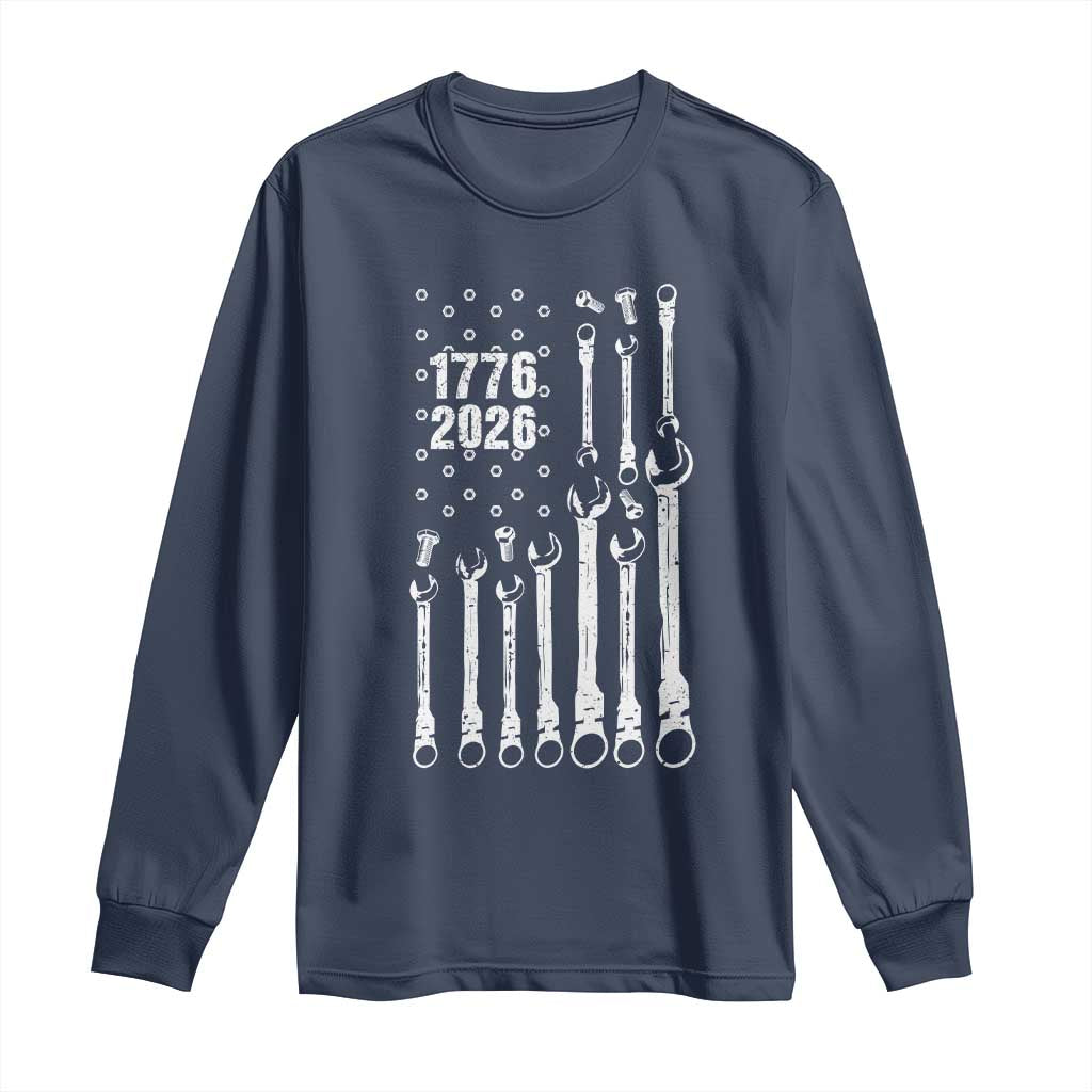 Patriotic Mechanic Gift Long Sleeve Shirt American Flag Automotive Lover