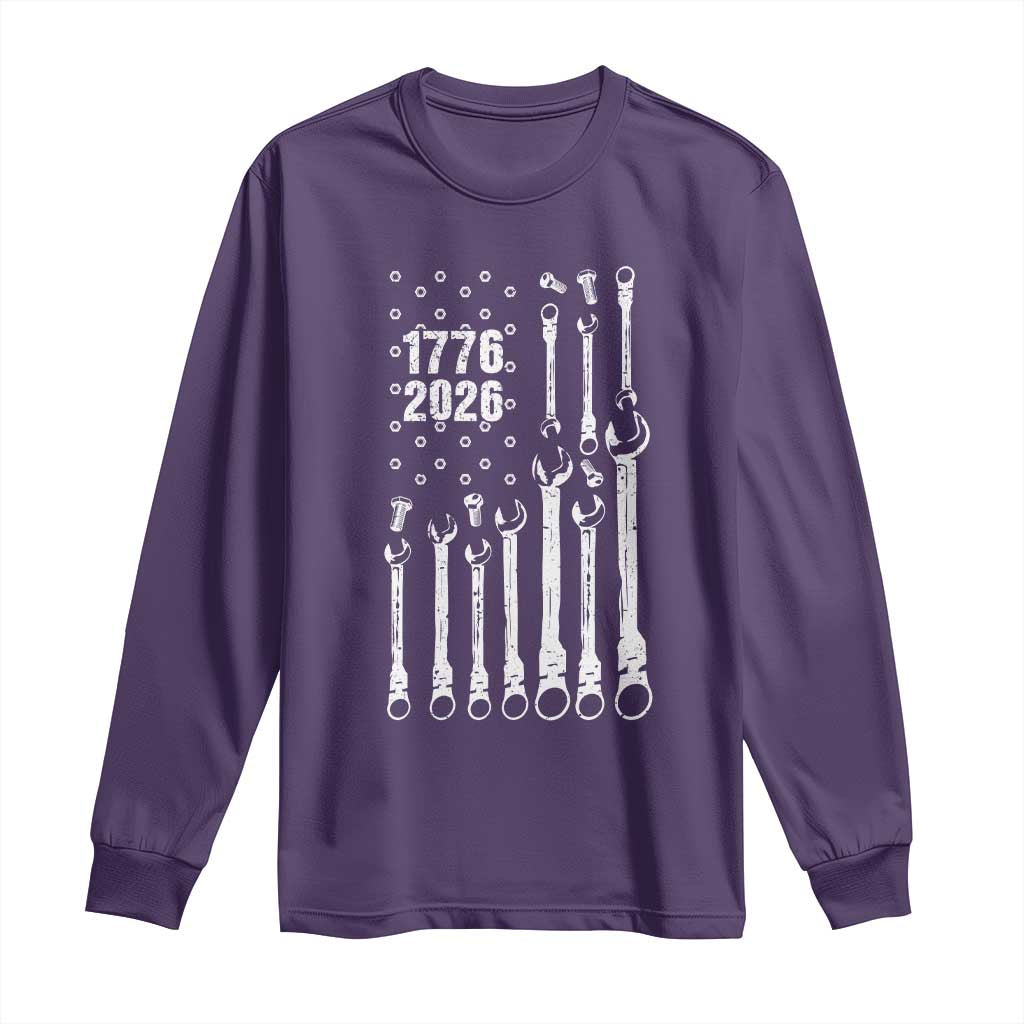 Patriotic Mechanic Gift Long Sleeve Shirt American Flag Automotive Lover