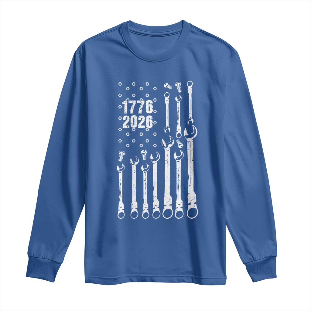 Patriotic Mechanic Gift Long Sleeve Shirt American Flag Automotive Lover