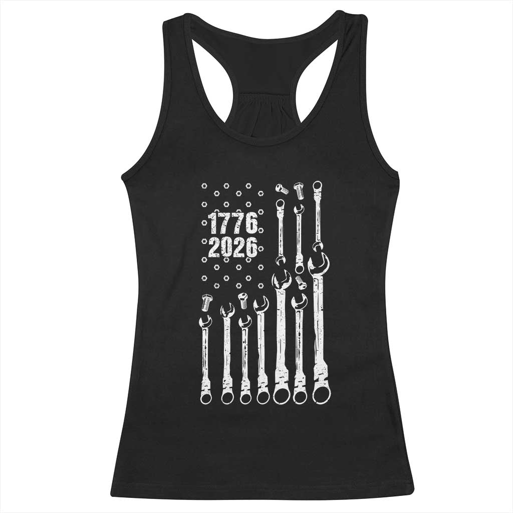 Patriotic Mechanic Gift Racerback Tank Top American Flag Automotive Lover