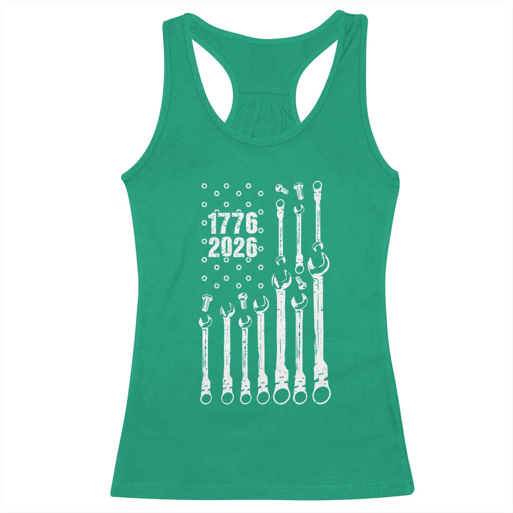 Patriotic Mechanic Gift Racerback Tank Top American Flag Automotive Lover