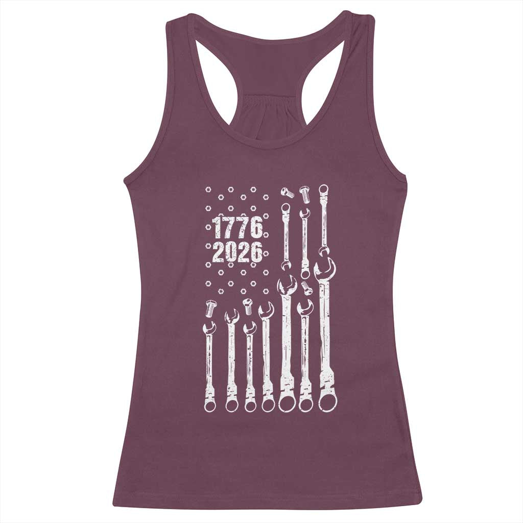 Patriotic Mechanic Gift Racerback Tank Top American Flag Automotive Lover