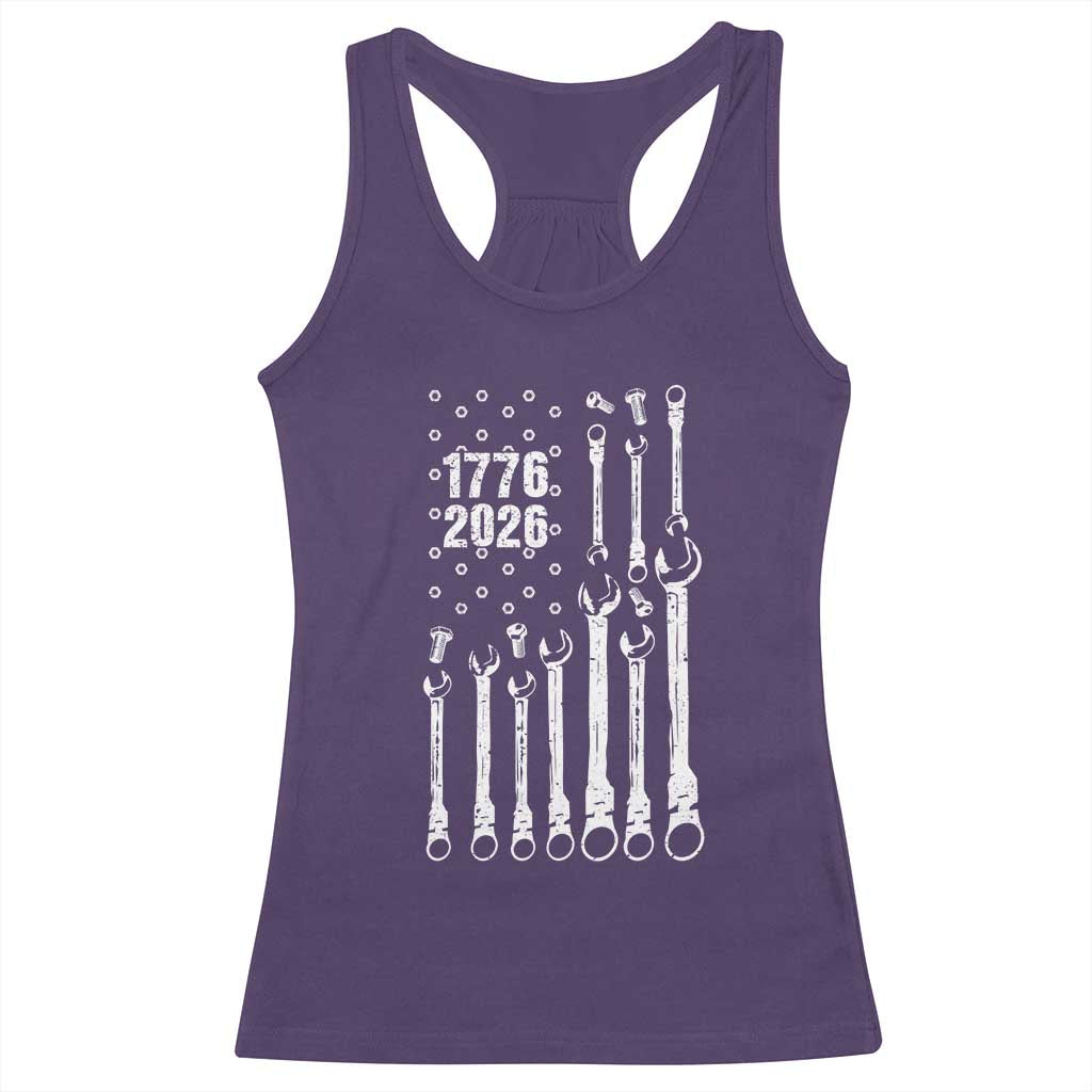 Patriotic Mechanic Gift Racerback Tank Top American Flag Automotive Lover