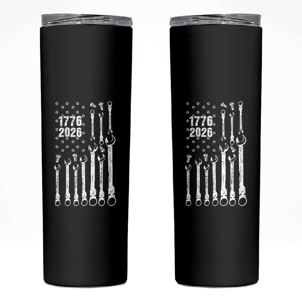 Patriotic Mechanic Gift Skinny Tumbler American Flag Automotive Lover
