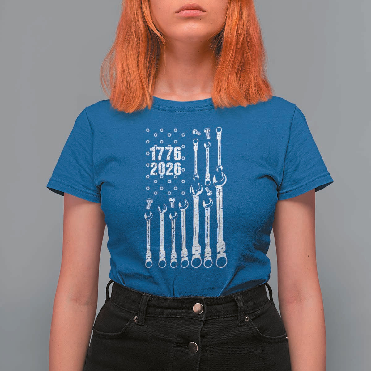 Patriotic Mechanic Gift T Shirt For Women American Flag Automotive Lover
