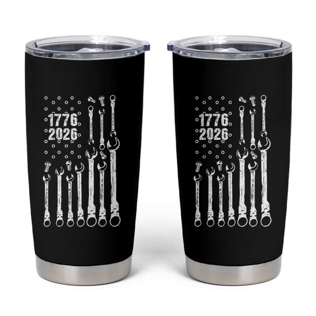 Patriotic Mechanic Gift Tumbler Cup American Flag Automotive Lover