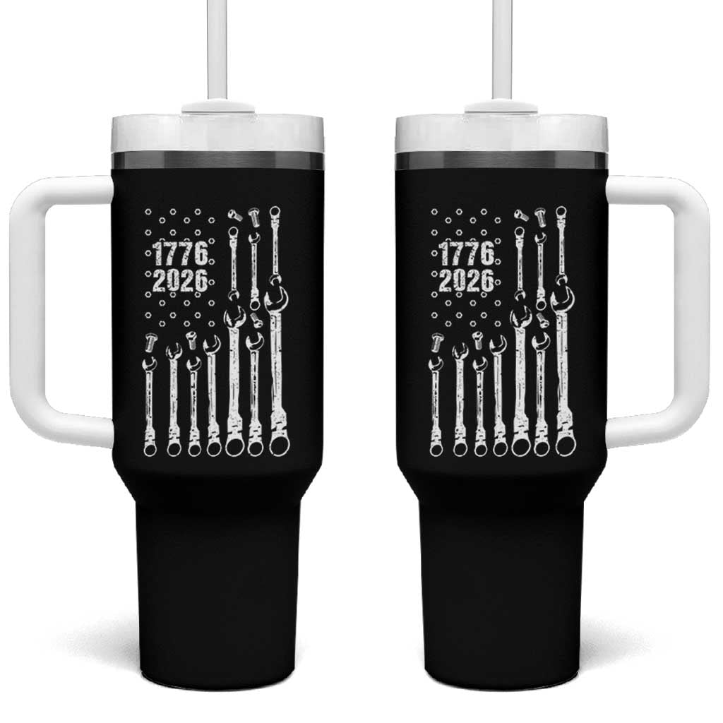 Patriotic Mechanic Gift Tumbler With Handle American Flag Automotive Lover