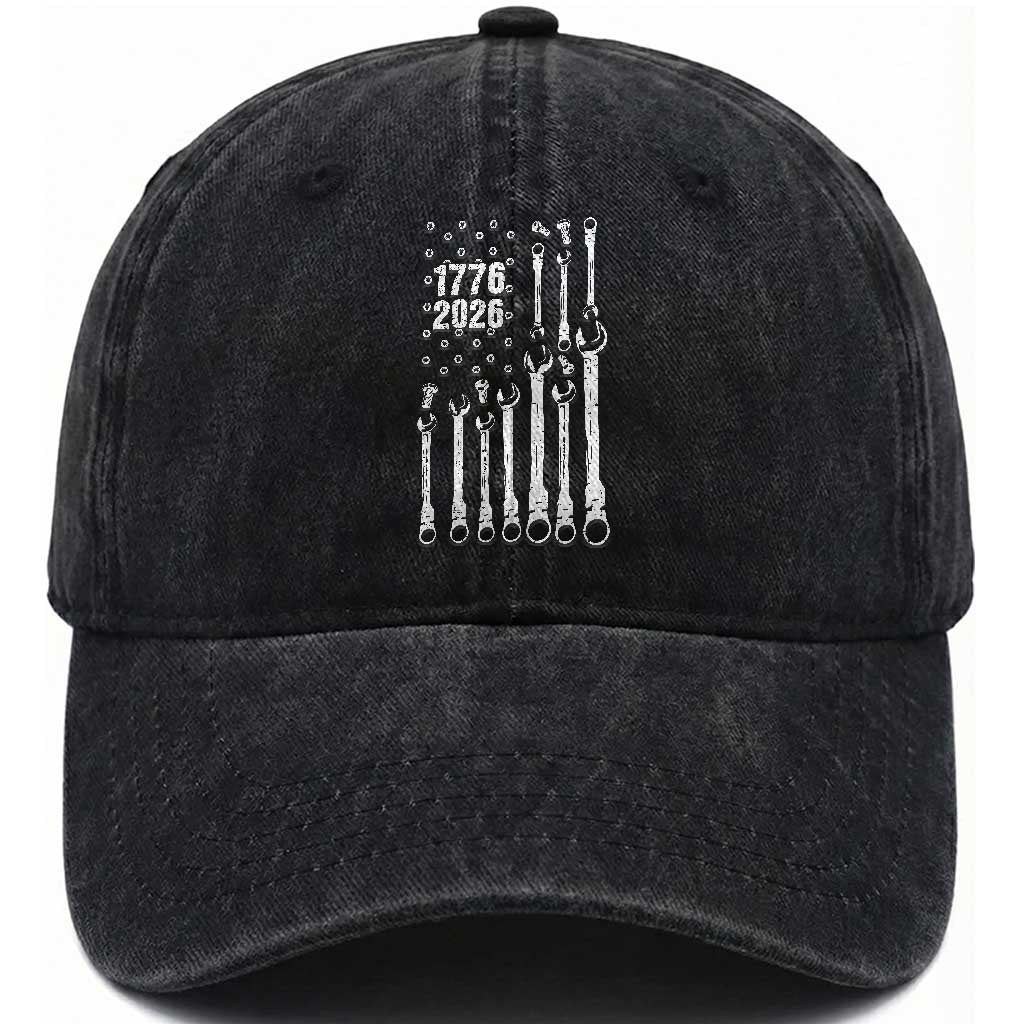 Patriotic Mechanic Gift Washed Cotton Baseball Cap American Flag Automotive Lover