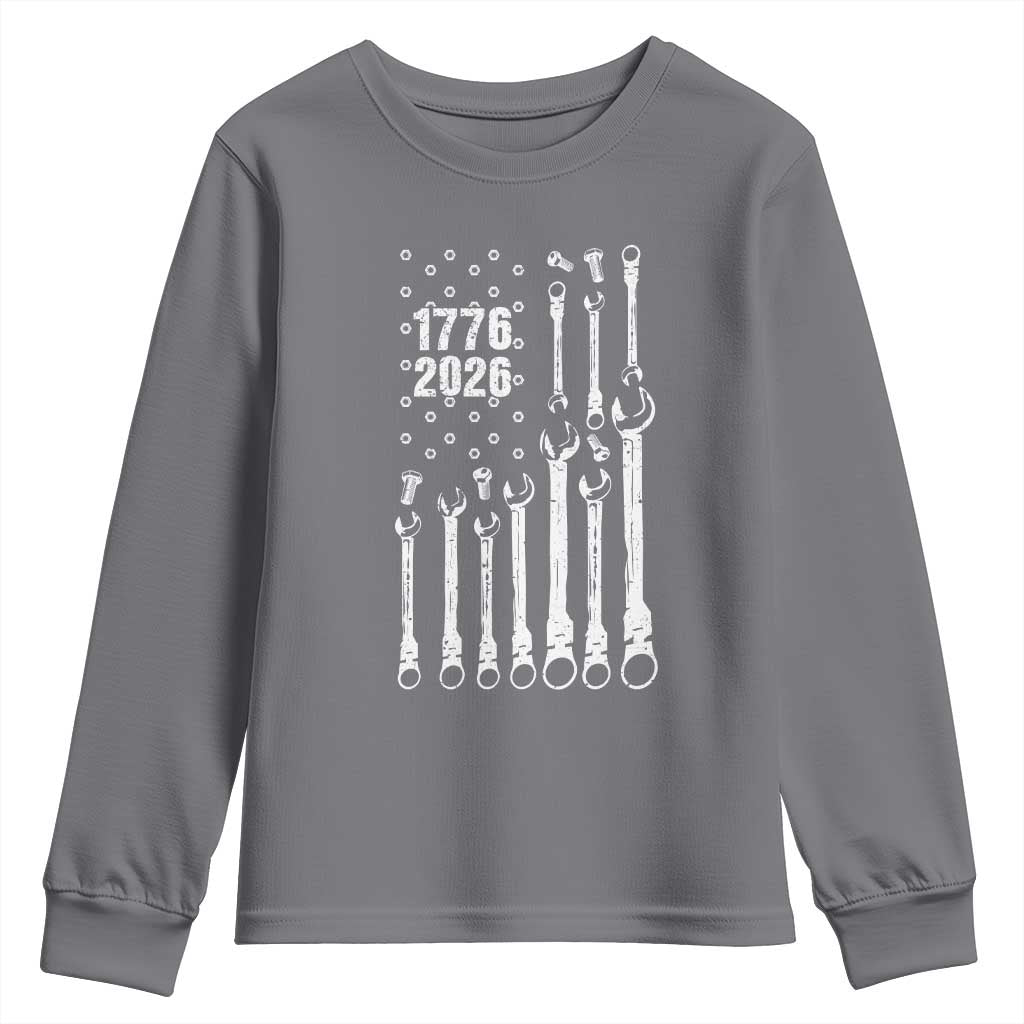 Patriotic Mechanic Gift Youth Sweatshirt American Flag Automotive Lover