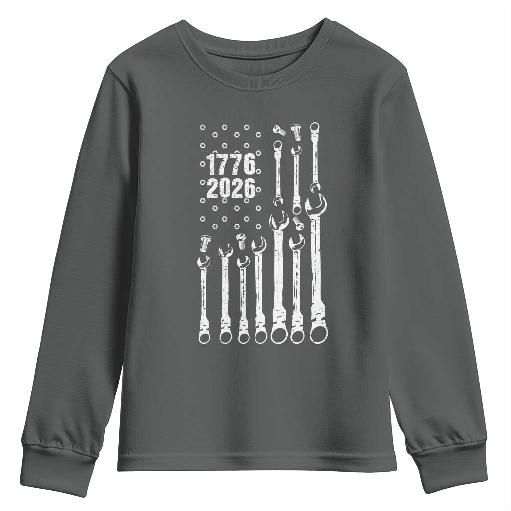 Patriotic Mechanic Gift Youth Sweatshirt American Flag Automotive Lover