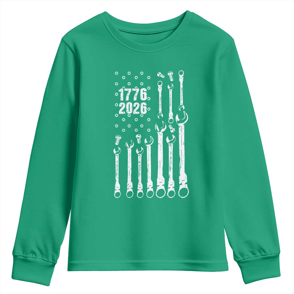 Patriotic Mechanic Gift Youth Sweatshirt American Flag Automotive Lover