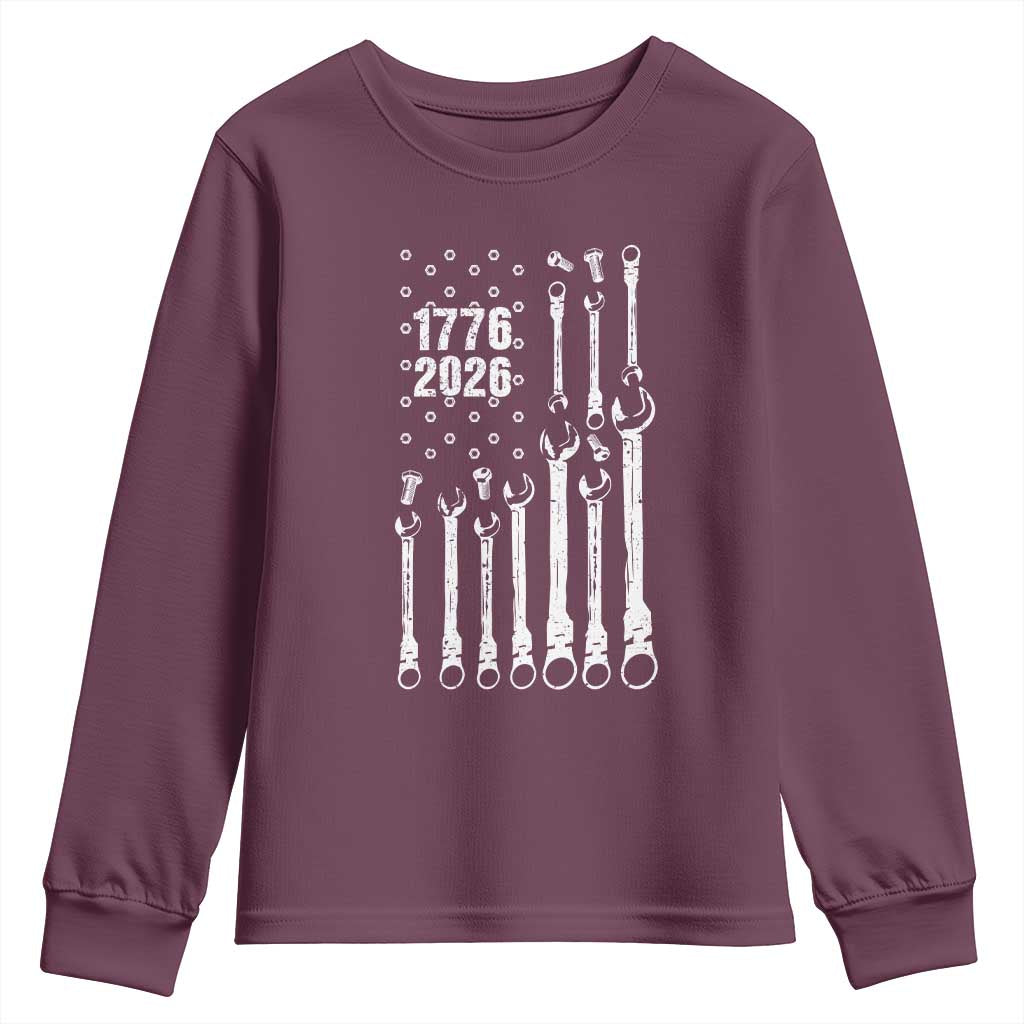 Patriotic Mechanic Gift Youth Sweatshirt American Flag Automotive Lover