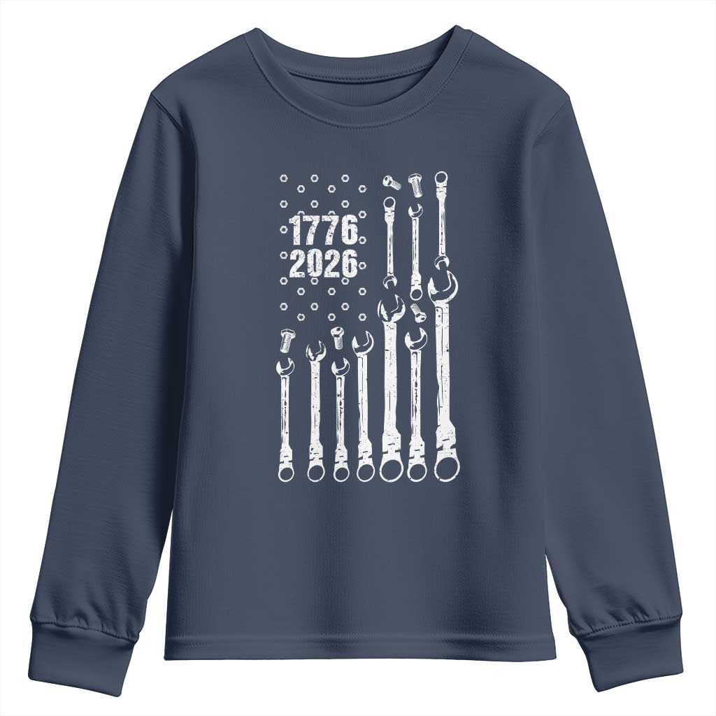 Patriotic Mechanic Gift Youth Sweatshirt American Flag Automotive Lover