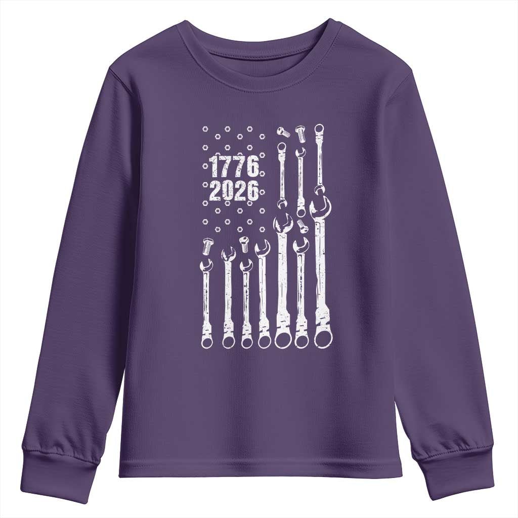 Patriotic Mechanic Gift Youth Sweatshirt American Flag Automotive Lover