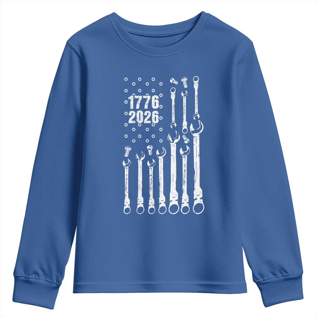 Patriotic Mechanic Gift Youth Sweatshirt American Flag Automotive Lover