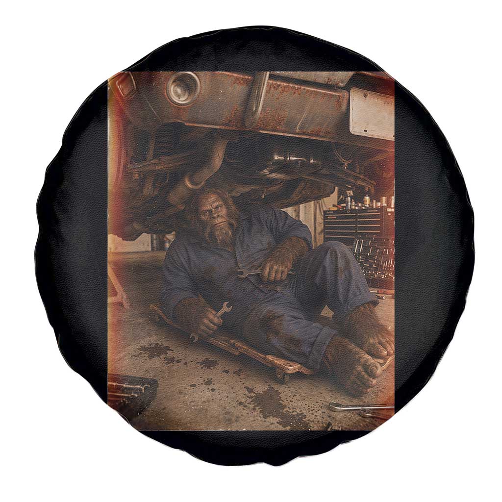 Bigfoot Mechanic Meme Spare Tire Cover Funny Sasquatch Fixing Cars