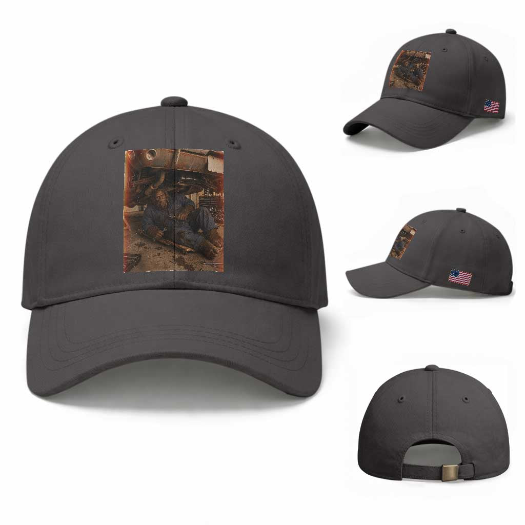Bigfoot Mechanic Meme Baseball Cap Funny Sasquatch Fixing Cars
