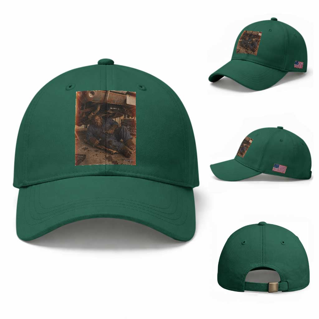 Bigfoot Mechanic Meme Baseball Cap Funny Sasquatch Fixing Cars