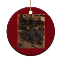 Bigfoot Mechanic Meme Ceramic Ornament Funny Sasquatch Fixing Cars