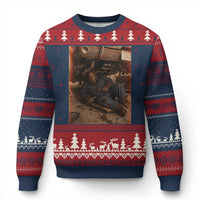 Bigfoot Mechanic Meme Ugly Christmas Sweater Funny Sasquatch Fixing Cars