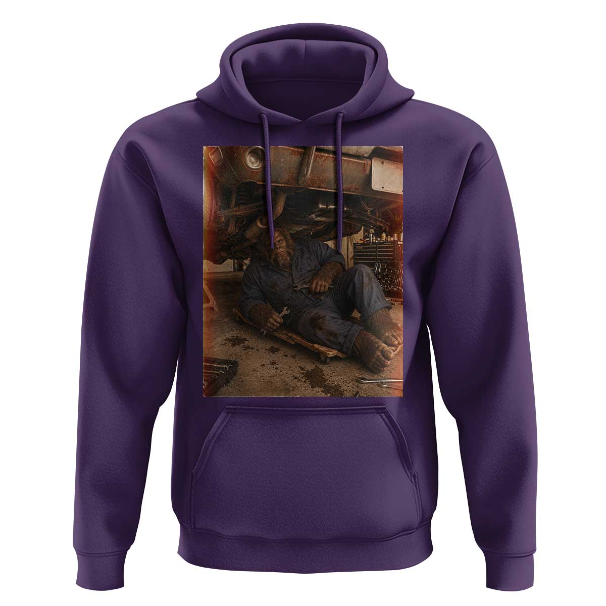 Bigfoot Mechanic Meme Hoodie Funny Sasquatch Fixing Cars