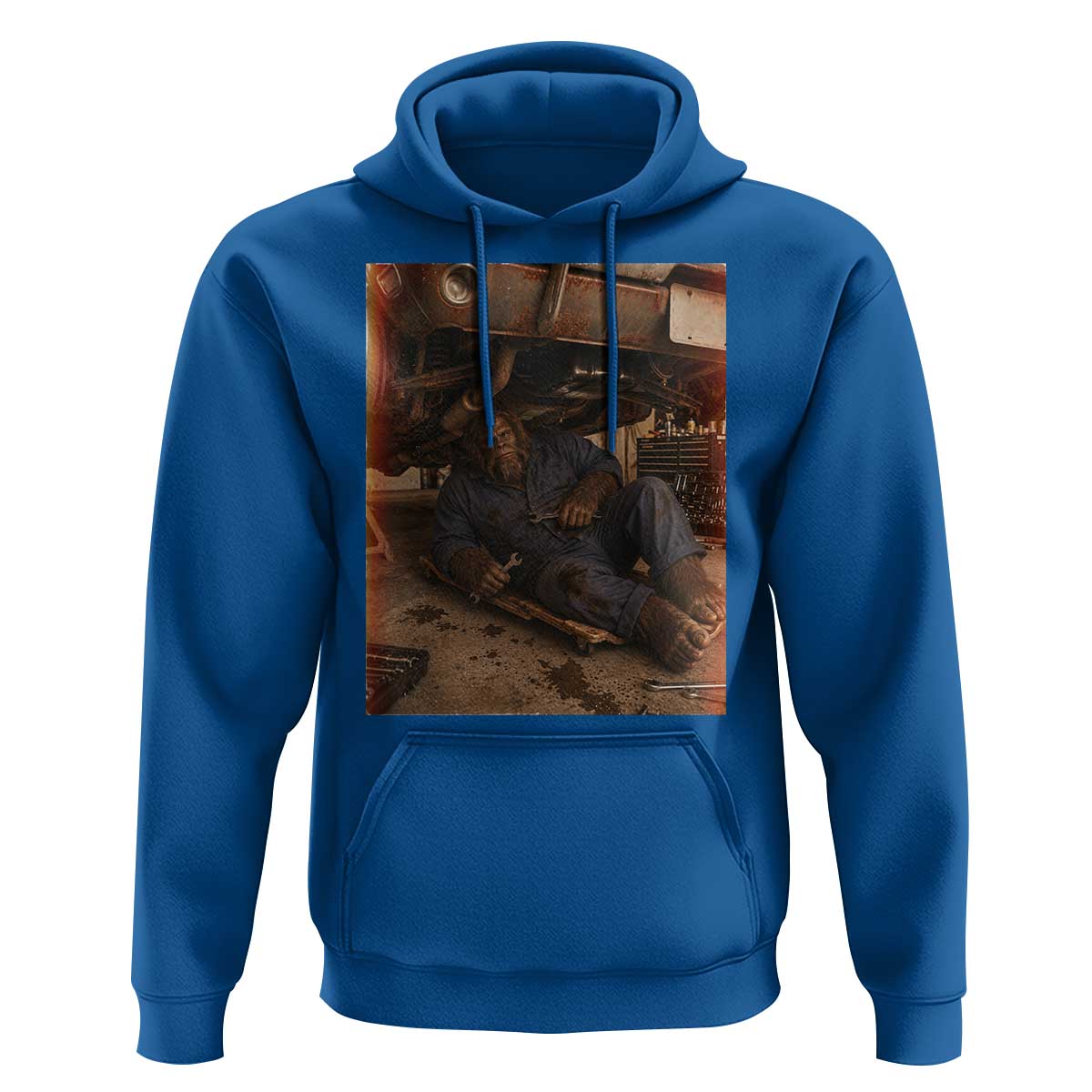 Bigfoot Mechanic Meme Hoodie Funny Sasquatch Fixing Cars