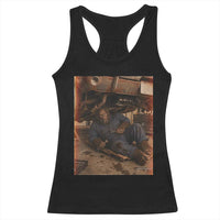 Bigfoot Mechanic Meme Racerback Tank Top Funny Sasquatch Fixing Cars