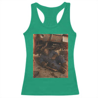 Bigfoot Mechanic Meme Racerback Tank Top Funny Sasquatch Fixing Cars