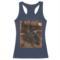 Bigfoot Mechanic Meme Racerback Tank Top Funny Sasquatch Fixing Cars