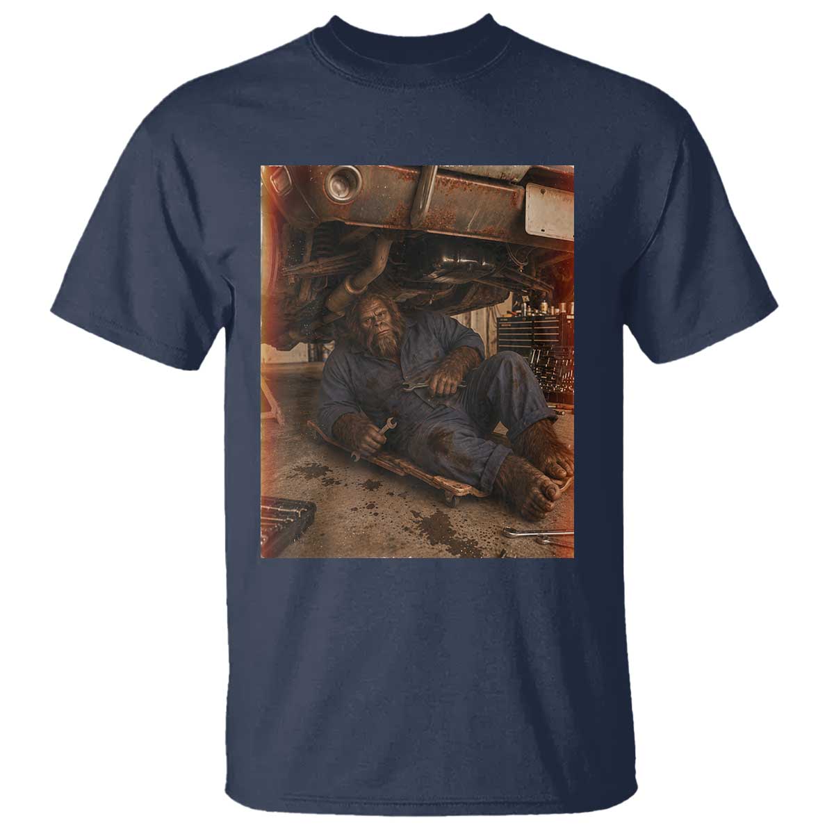 Bigfoot Mechanic Meme T Shirt Funny Sasquatch Fixing Cars