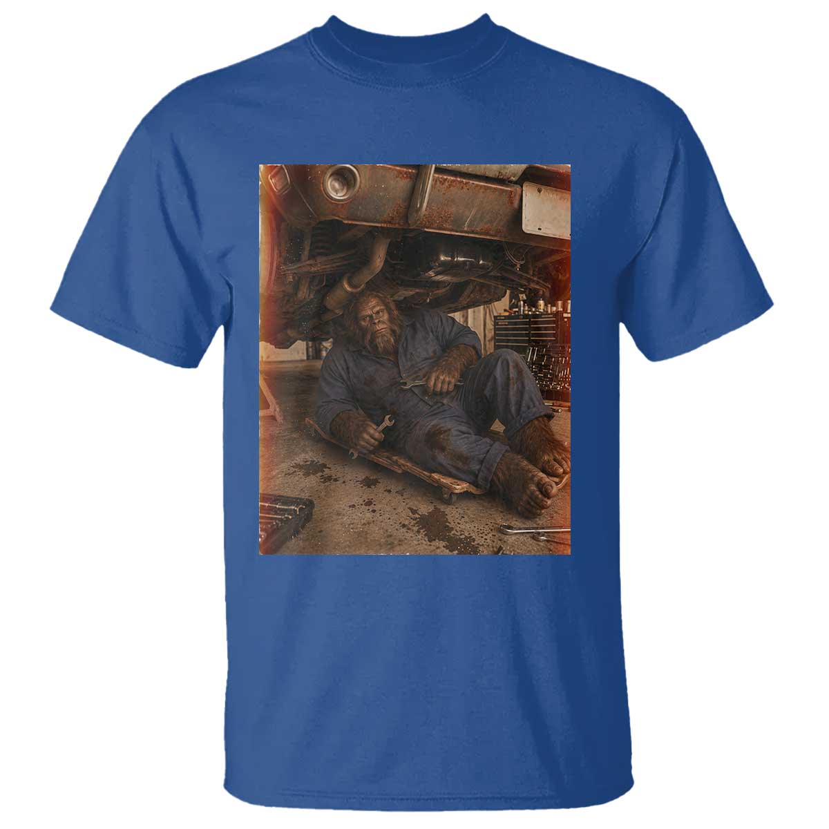 Bigfoot Mechanic Meme T Shirt Funny Sasquatch Fixing Cars