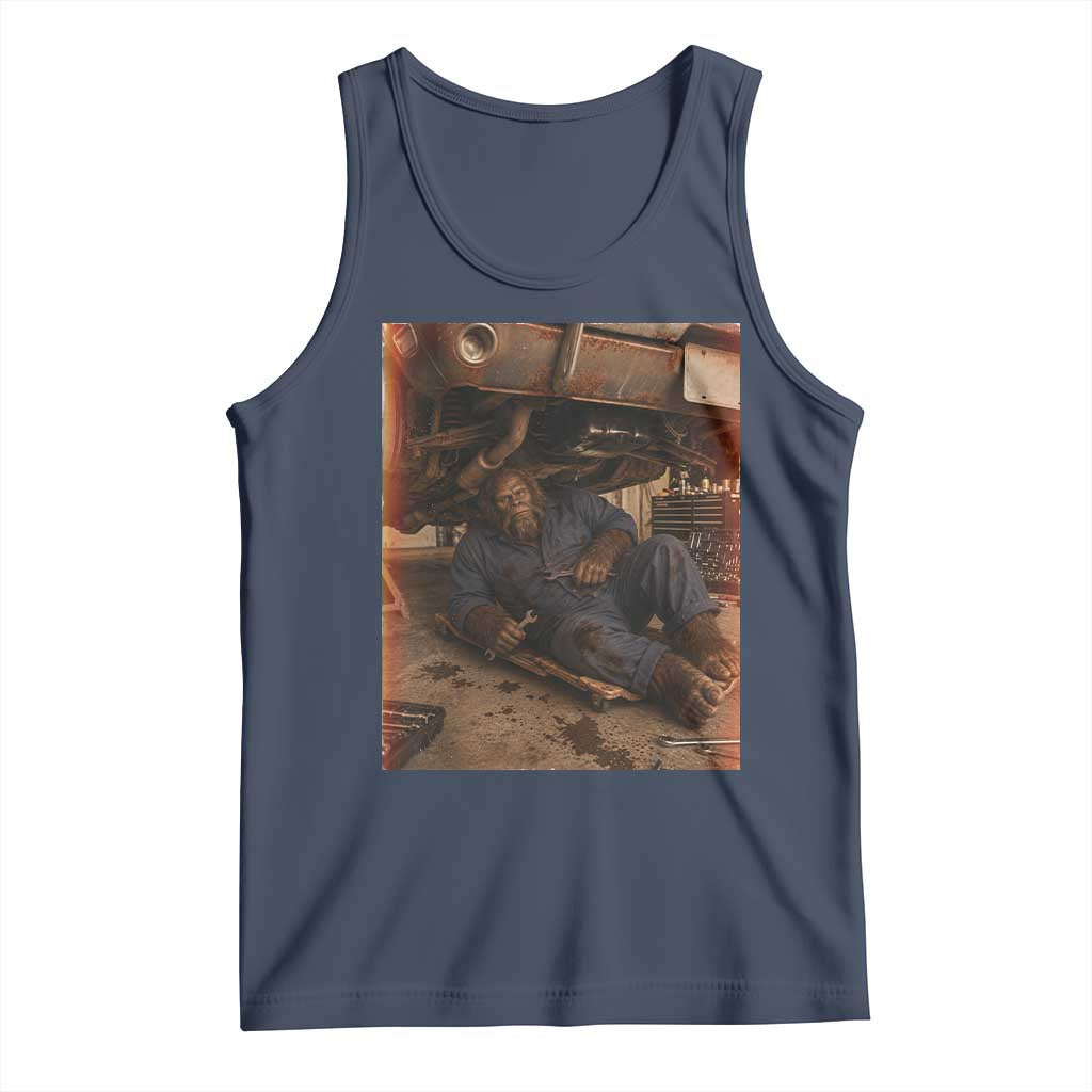 Bigfoot Mechanic Meme Tank Top Funny Sasquatch Fixing Cars