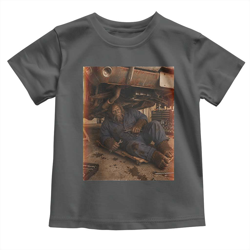 Bigfoot Mechanic Meme Toddler T Shirt Funny Sasquatch Fixing Cars