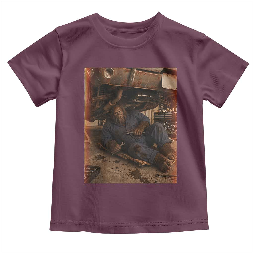 Bigfoot Mechanic Meme Toddler T Shirt Funny Sasquatch Fixing Cars