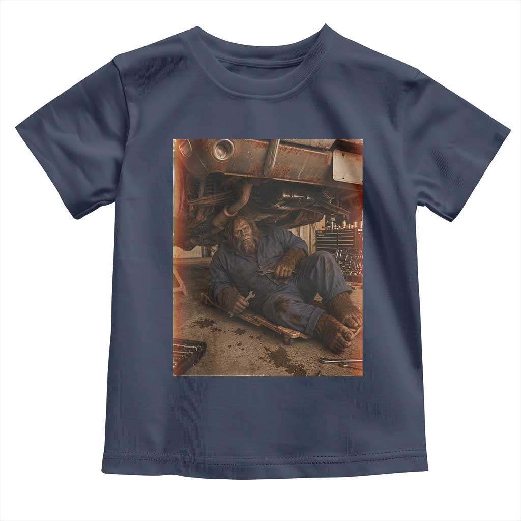 Bigfoot Mechanic Meme Toddler T Shirt Funny Sasquatch Fixing Cars
