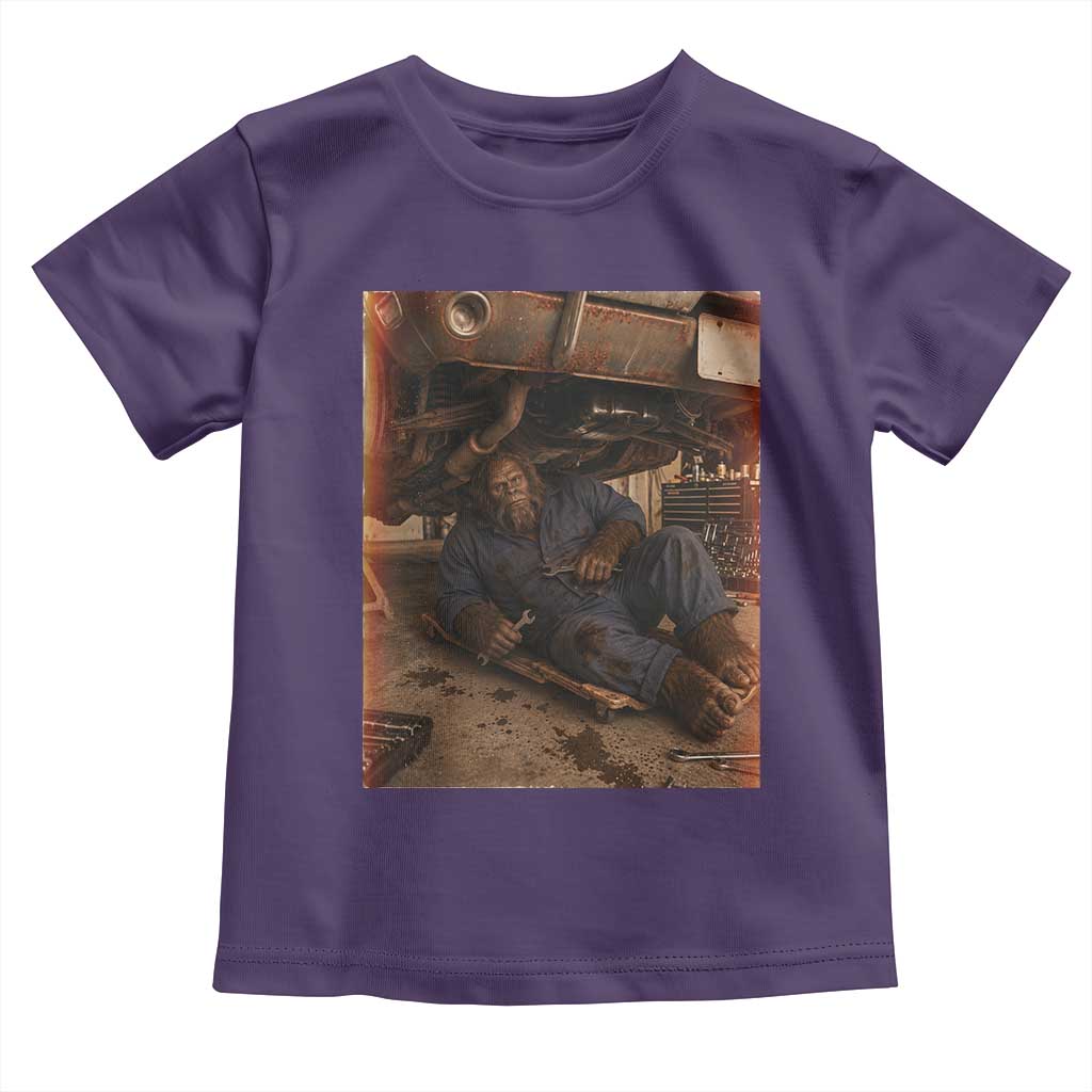 Bigfoot Mechanic Meme Toddler T Shirt Funny Sasquatch Fixing Cars
