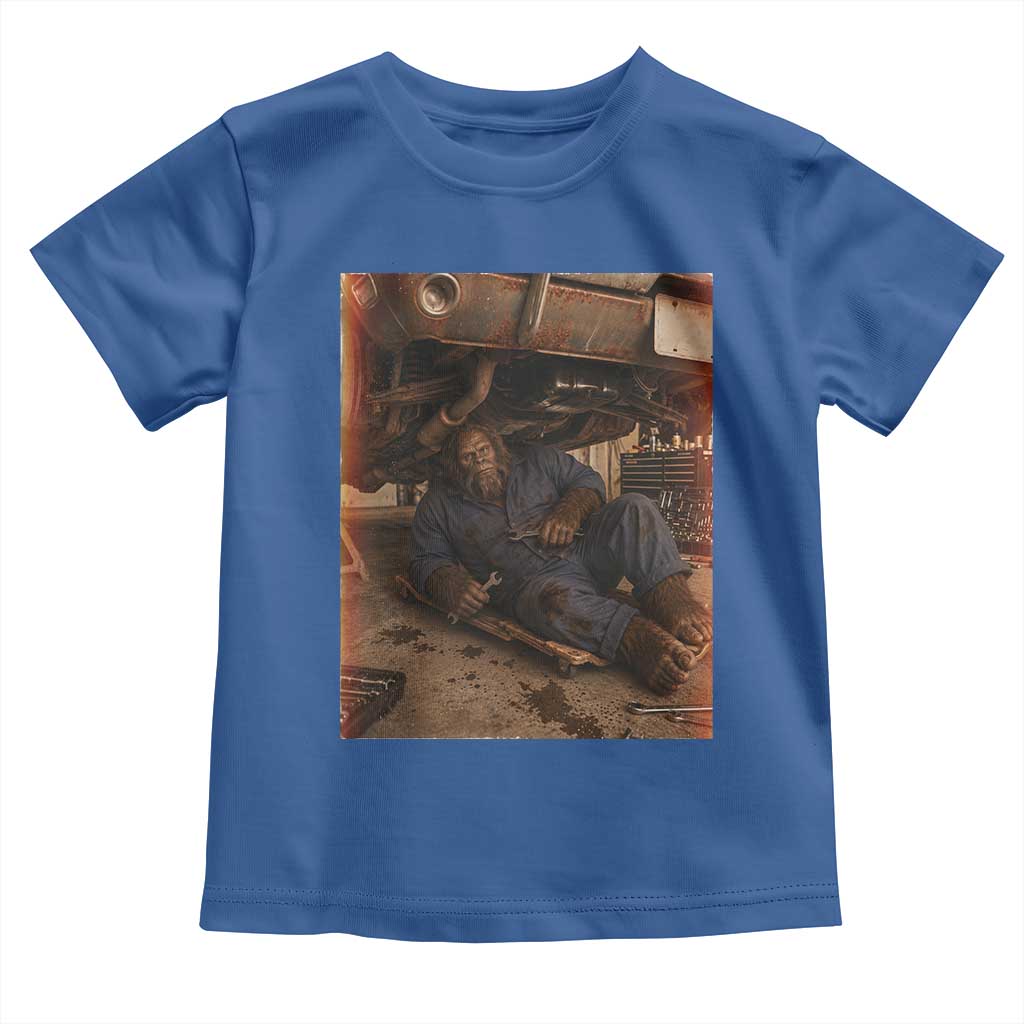 Bigfoot Mechanic Meme Toddler T Shirt Funny Sasquatch Fixing Cars